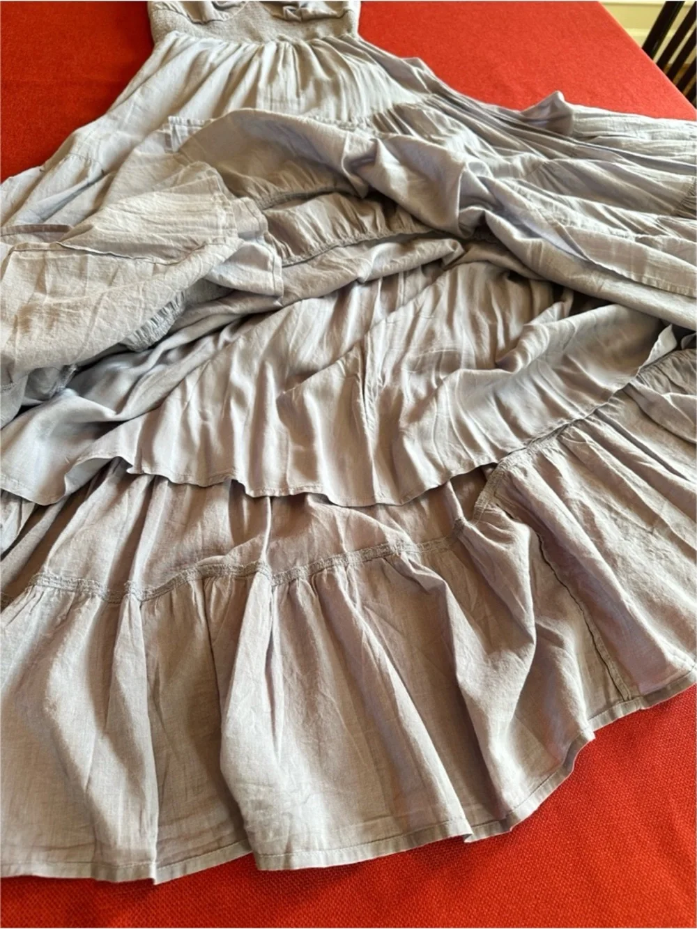 Free People Lavender Puff-Sleeve Tiered Maxi Dress NWOT, S